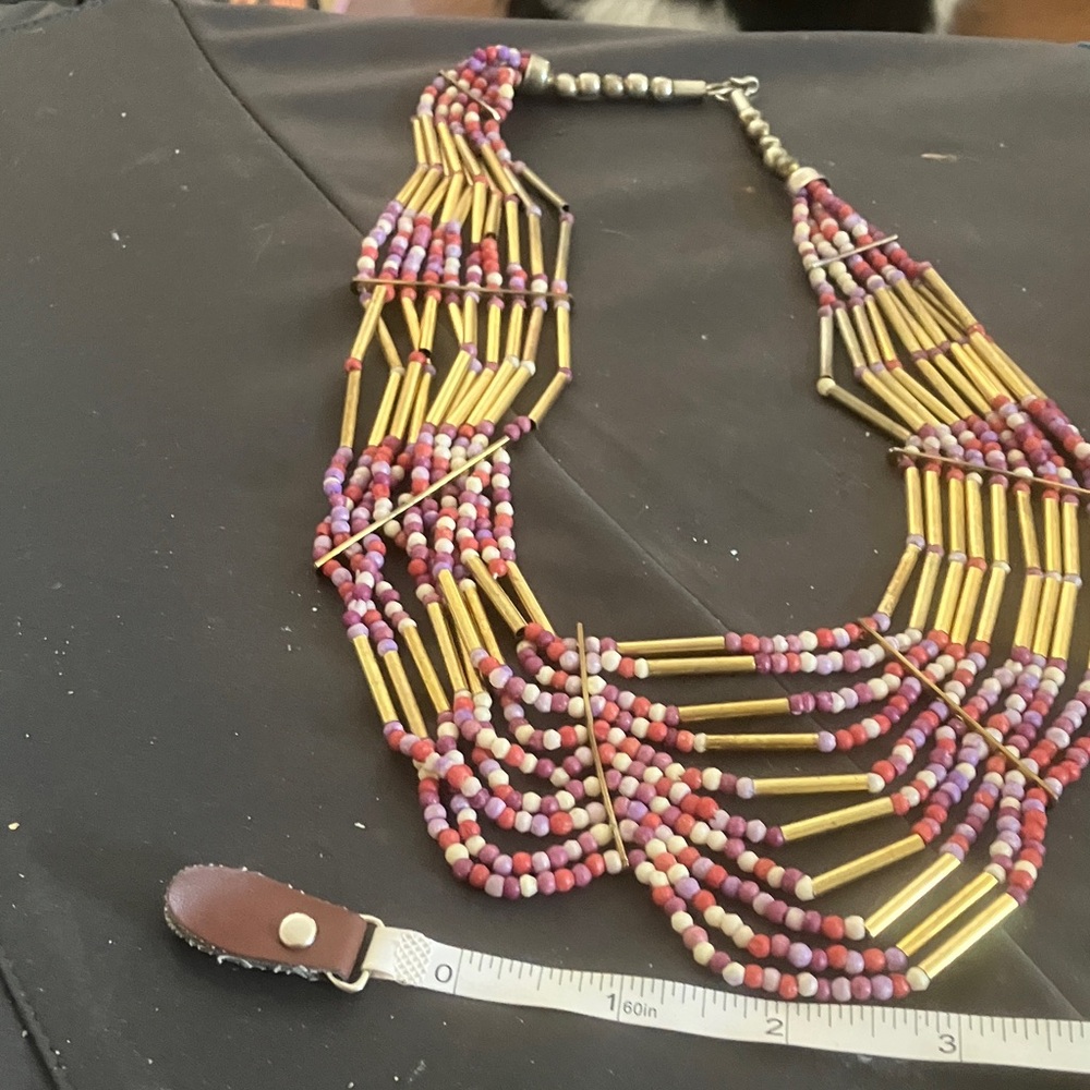 Multicolor Beaded Necklace with Gold Accents